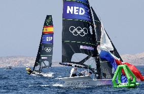 Paris 2024 - Men's Skiff 49Erfx Class Medal Race - Team Spain Wins Gold