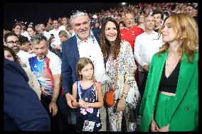 Paris 2024 - President Macron Congratulates Gold Medal Teddy Riner