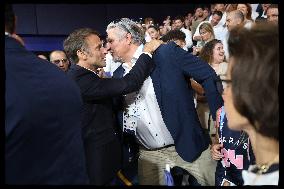 Paris 2024 - President Macron Congratulates Gold Medal Teddy Riner