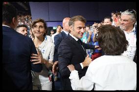 Paris 2024 - President Macron Congratulates Gold Medal Teddy Riner