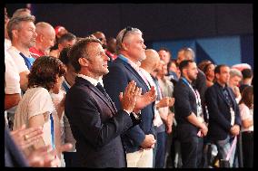 Paris 2024 - President Macron Congratulates Gold Medal Teddy Riner