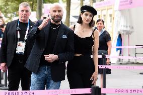 Paris 2024 - John Travolta And Daughter Arrive At Gymnastics