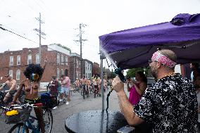 Bikers Ride In World Naked Bike Ride Event In St. Louis