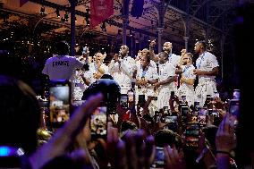 The French Judo Team Celebrate With Supporters At The Club France