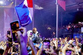 Teddy Riner Celebrate With Supporters At The Club France