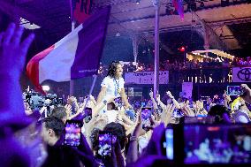 The French Judo Team Celebrate With Supporters At The Club France