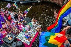 Pride Canal Parade Held In Amsterdam.