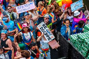 Pride Canal Parade Held In Amsterdam.