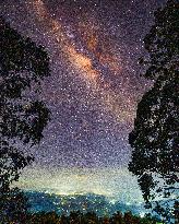 Milky Way Seen Over The Light-polluted City Of Badulla