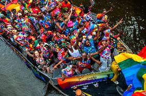 Pride Canal Parade Held In Amsterdam.