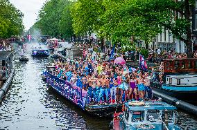 Pride Canal Parade Held In Amsterdam.