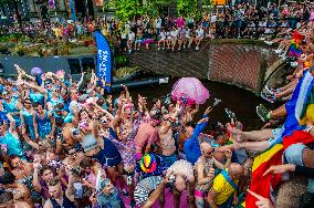 Pride Canal Parade Held In Amsterdam.