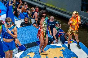 Pride Canal Parade Held In Amsterdam.