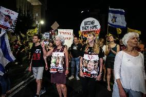 Rally for Hostage Release Near Israeli Prime Minister's Residence, Jerusalem