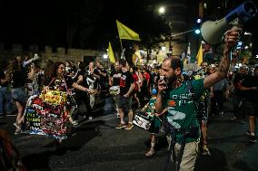 Rally for Hostage Release Near Israeli Prime Minister's Residence, Jerusalem