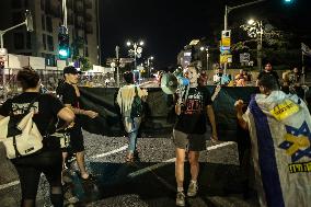 Rally for Hostage Release Near Israeli Prime Minister's Residence, Jerusalem