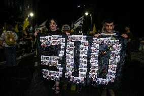 Rally for Hostage Release Near Israeli Prime Minister's Residence, Jerusalem