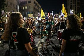 Rally for Hostage Release Near Israeli Prime Minister's Residence, Jerusalem