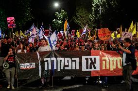 Rally for Hostage Release Near Israeli Prime Minister's Residence, Jerusalem