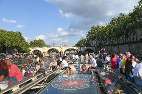 Paris 2024 - Illustration View Of The Seine By Boat