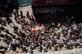 Funeral of Palestinian paramedic to wounds by Israeli attack - West Bank