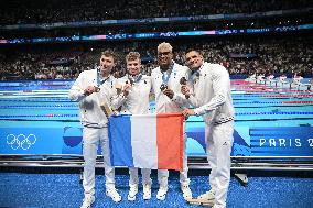 Paris 2024 - 4x100 Medley Relay - Team France Wins Bronze