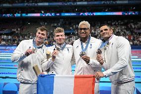 Paris 2024 - 4x100 Medley Relay - Team France Wins Bronze