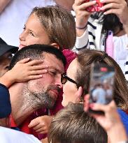 Paris 2024 - Tennis - Novak Djokovic Celebrates With Family In The Stands