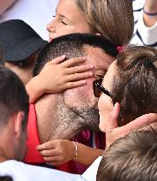 Paris 2024 - Tennis - Novak Djokovic Celebrates With Family In The Stands