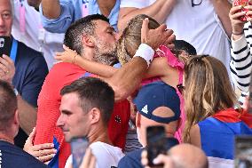 Paris 2024 - Tennis - Novak Djokovic Celebrates With Family In The Stands