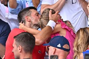 Paris 2024 - Tennis - Novak Djokovic Celebrates With Family In The Stands