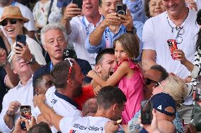 Paris 2024 - Tennis - Novak Djokovic Celebrates With Family In The Stands