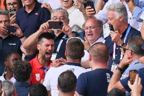 Paris 2024 - Tennis - Novak Djokovic Celebrates With Family In The Stands