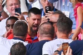 Paris 2024 - Tennis - Novak Djokovic Celebrates With Family In The Stands