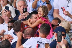 Paris 2024 - Tennis - Novak Djokovic Celebrates With Family In The Stands