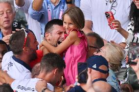 Paris 2024 - Tennis - Novak Djokovic Celebrates With Family In The Stands