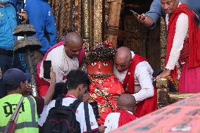 Nepal Celebrating Bhoto Jatra Of Rato Machindranath Chariot Festival.