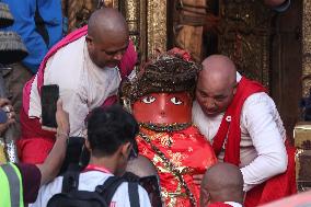 Nepal Celebrating Bhoto Jatra Of Rato Machindranath Chariot Festival.