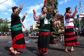 Nepal Celebrating Bhoto Jatra Of Rato Machindranath Chariot Festival.