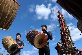 Nepal Celebrating Bhoto Jatra Of Rato Machindranath Chariot Festival.