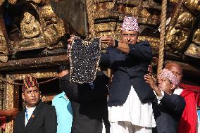 Nepal Celebrating Bhoto Jatra Of Rato Machindranath Chariot Festival.