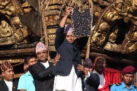 Nepal Celebrating Bhoto Jatra Of Rato Machindranath Chariot Festival.