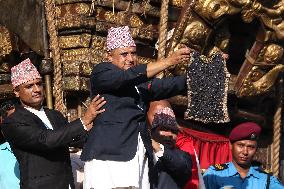 Nepal Celebrating Bhoto Jatra Of Rato Machindranath Chariot Festival.