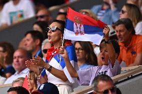 Paris 2024 - Tennis - Novak Djokovic Family Cheering In The Stands