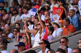 Paris 2024 - Tennis - Novak Djokovic Family Cheering In The Stands