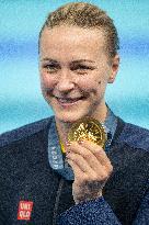 Paris 2024 - Gold medallist Sweden's Sarah Sjoestroem  women's 50m freestyle swimming