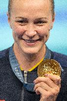 Paris 2024 - Gold medallist Sweden's Sarah Sjoestroem  women's 50m freestyle swimming