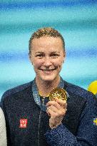 Paris 2024 - Gold medallist Sweden's Sarah Sjoestroem  women's 50m freestyle swimming