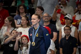 Paris 2024 - Gold medallist Sweden's Sarah Sjoestroem  women's 50m freestyle swimming