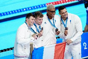 Paris 2024 - 4x100 Medley Relay - Team France Wins Bronze